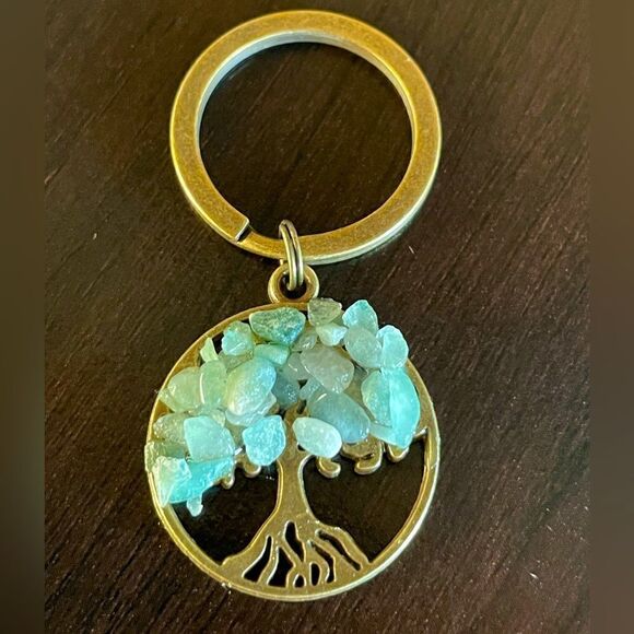 Tree of Life Natural Green Jade (Jadeite Jade) Crystal Keychain - Picture 8 of 16